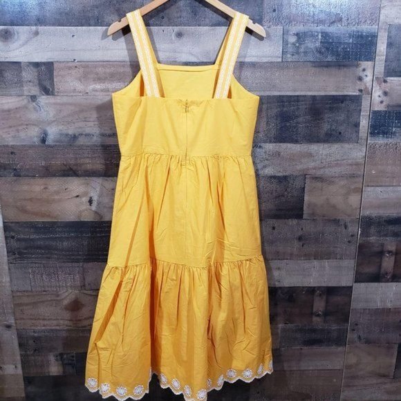 J. Crew Factory NWT embroidered scalloped yellow dress woman's size 6 - Picture 13 of 13